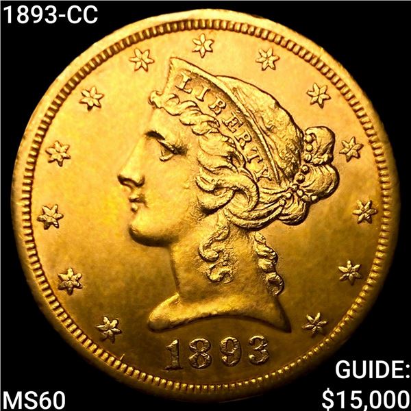 1893-CC $5 Gold Half Eagle UNCIRCULATED