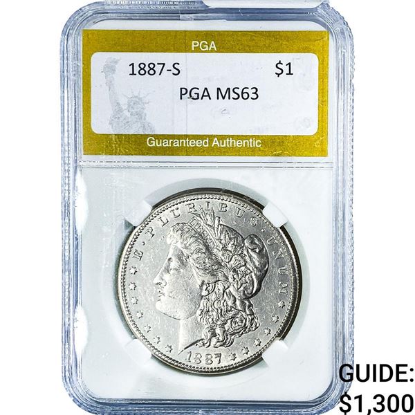 1887-S Morgan Silver Dollar PGA MS63