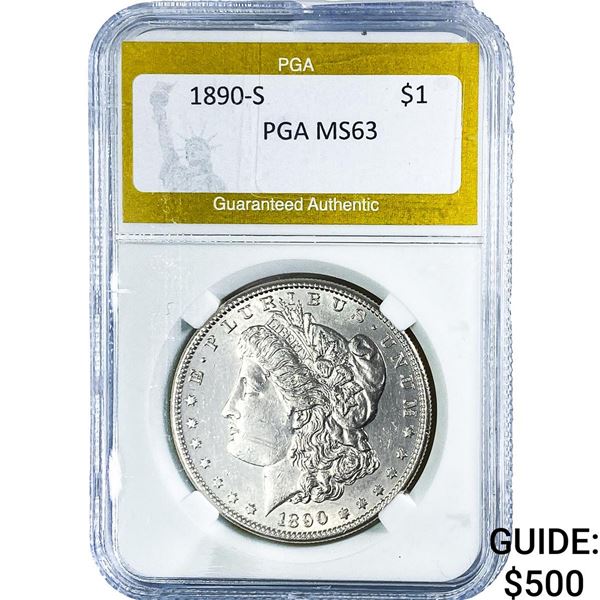 1890-S Morgan Silver Dollar PGA MS63