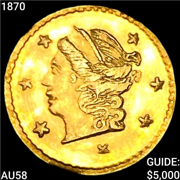 1870 Round California Gold Quarter CHOICE AU