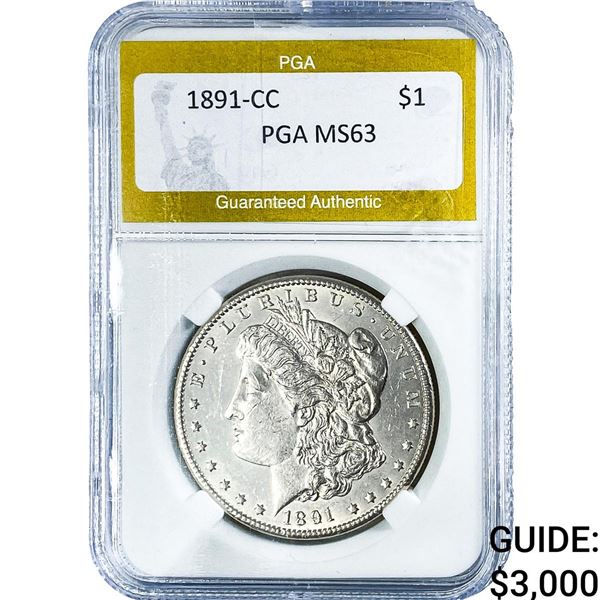 1891-CC Morgan Silver Dollar PGA MS63