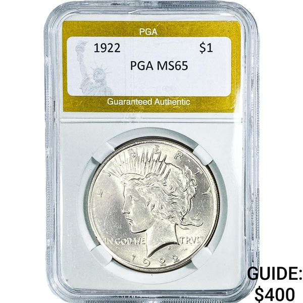 1922 Silver Peace Dollar PGA MS65