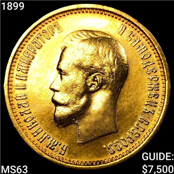 1899 Russia Gold 10 Roubles CHOICE BU