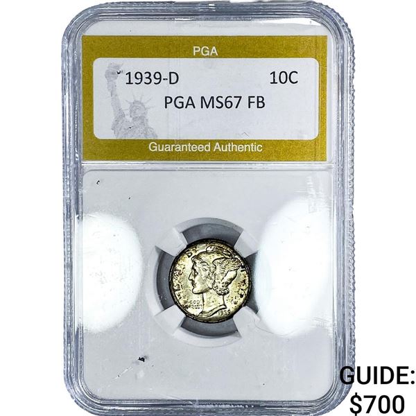1939-D Mercury Silver Dime PGA MS67 FB
