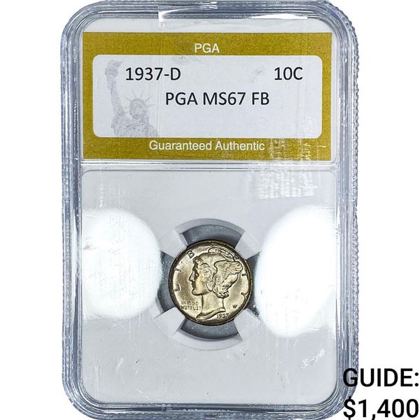 1937-D Mercury Silver Dime PGA MS67 FB
