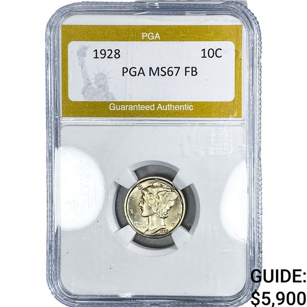 1928 Mercury Silver Dime PGA MS67 FB