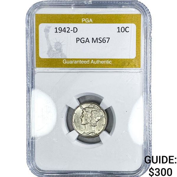 1942-D Mercury Silver Dime PGA MS67