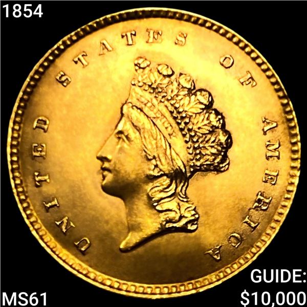1854 Rare Gold Dollar UNCIRCULATED
