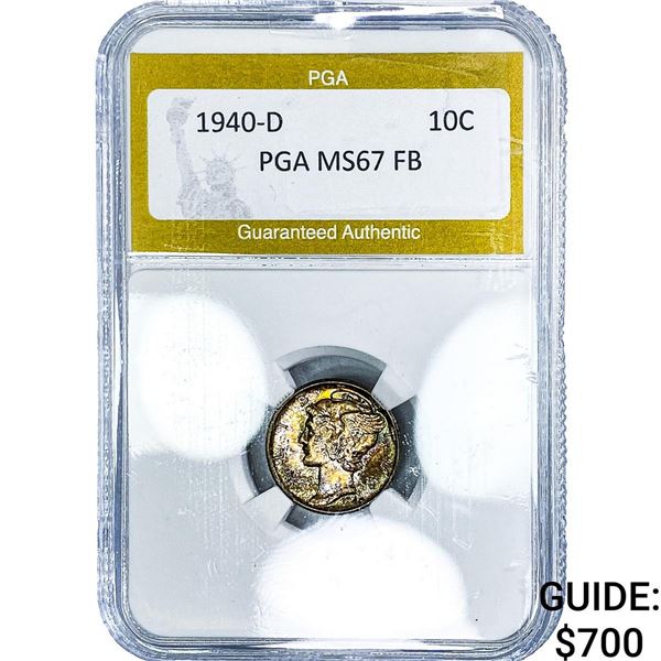 1940-D Mercury Silver Dime PGA MS67 FB