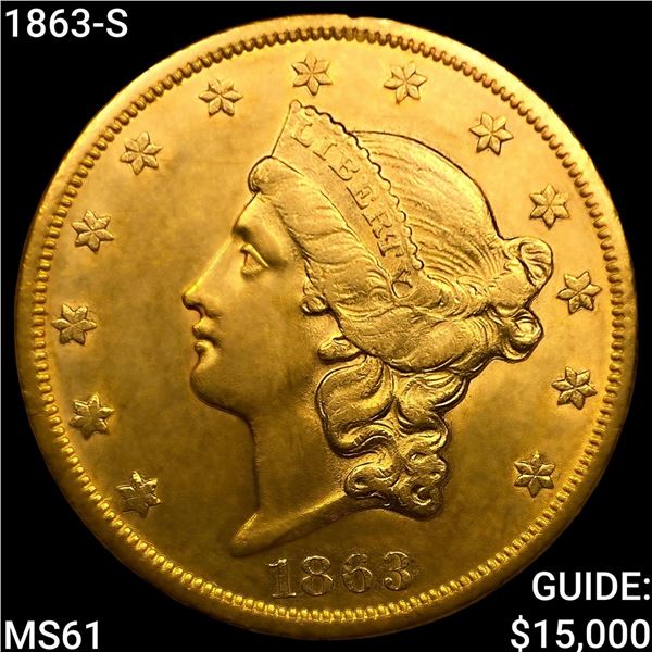 1863-S $20 Gold Double Eagle UNCIRCULATED