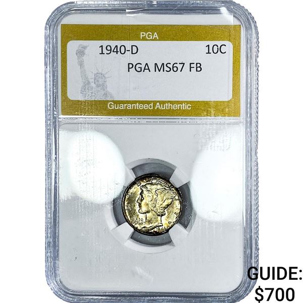 1940-D Mercury Silver Dime PGA MS67 FB