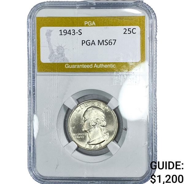 1943-S Washington Silver Quarter PGA MS67