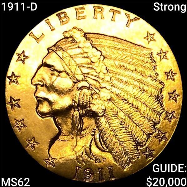1911-D Strong $2.50 Gold Quarter Eagle UNCIRCULATED