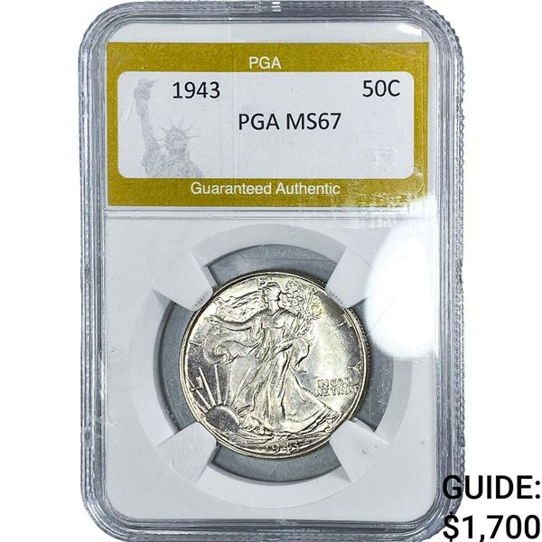 1943 Standing Liberty Half Dollar PGA MS67