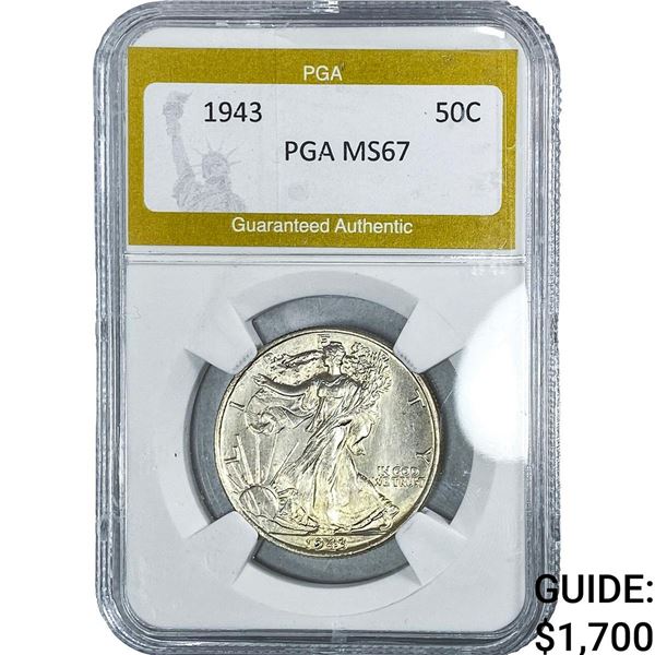 1943 Standing Liberty Half Dollar PGA MS67