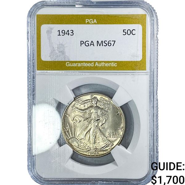 1943 Standing Liberty Half Dollar PGA MS67