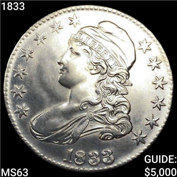 1833 Capped Bust Half Dollar CHOICE BU