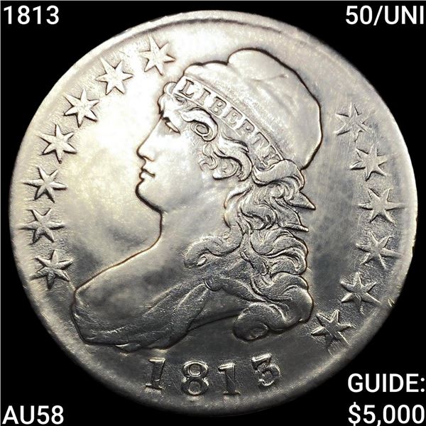 1813 50/UNI Capped Bust Half Dollar CHOICE AU