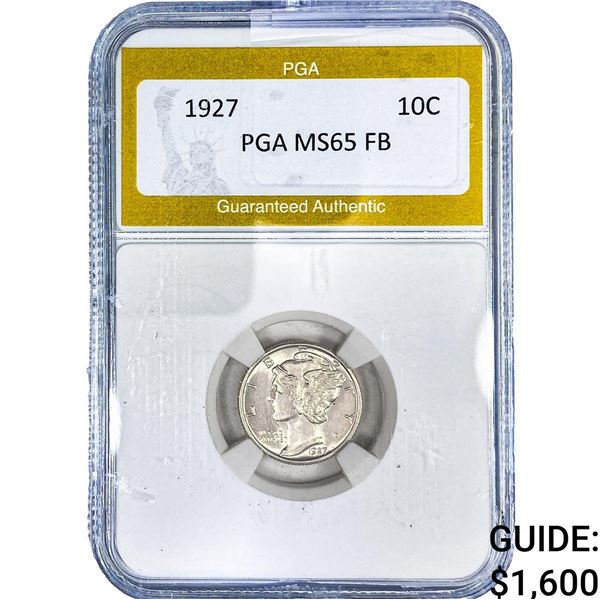 1927 Mercury Silver Dime PGA MS65 FB