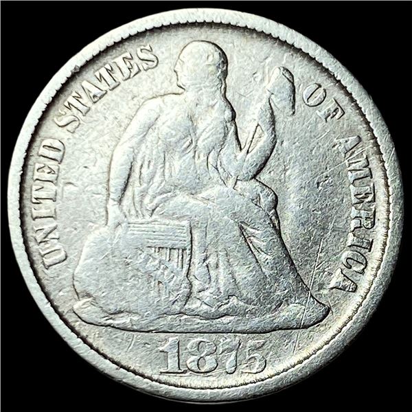 1875-CC Silver Seated Liberty Dime LIGHTLY  CIRCULATED