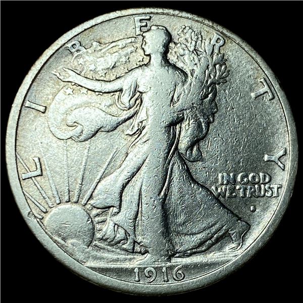 1916-S Silver Walking Liberty Half Dollar  NEARLY UNCIRCULATED