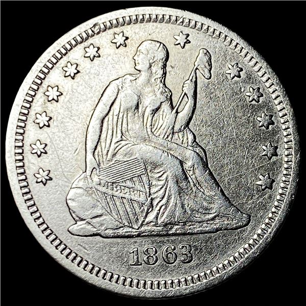 1863 Silver Seated Liberty Quarter CHOICE AU