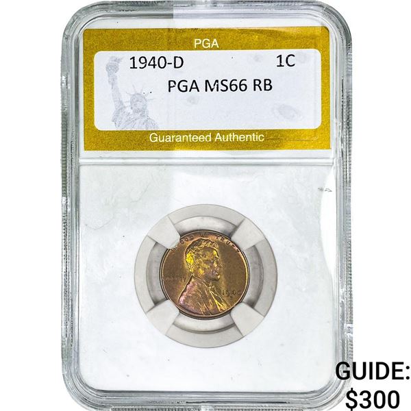 1940-D Wheat Cent PGA MS66 RB