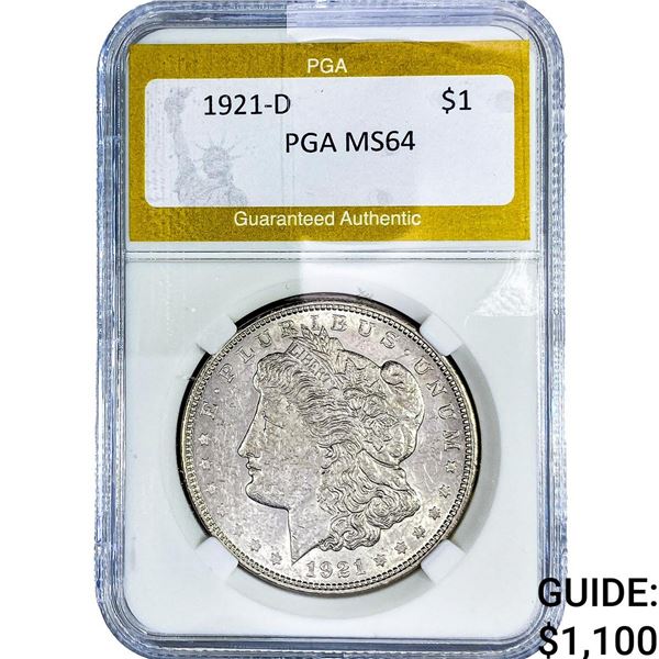 1921-D Morgan Silver Dollar PGA MS64
