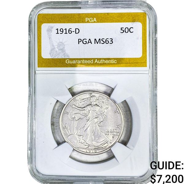1916-D Walking Liberty Half Dollar PGA MS63