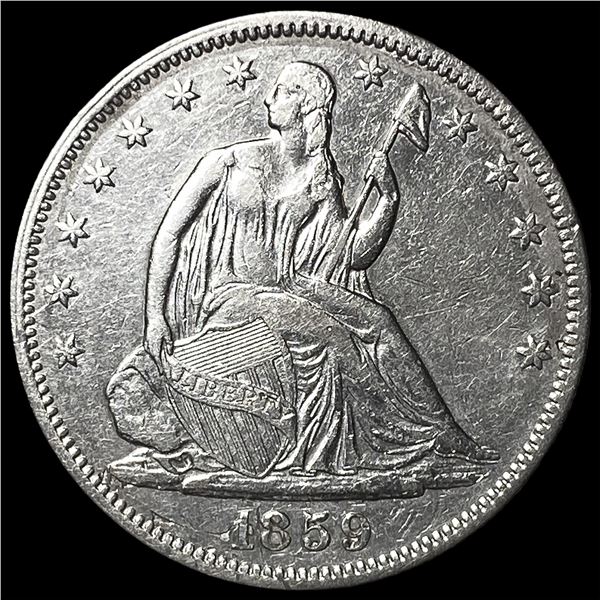 1859 Silver Seated Liberty Half Dollar CHOICE  AU