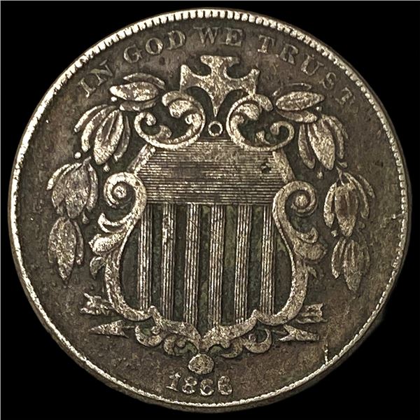 1866 Shield Nickel ABOUT UNCIRCULATED