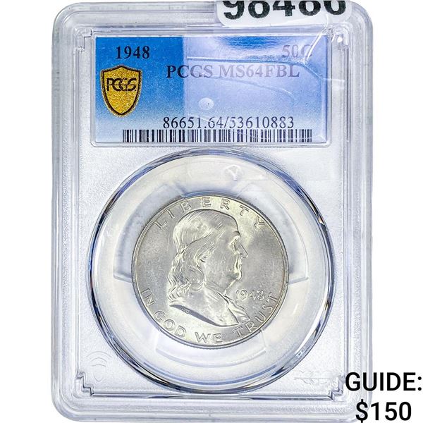 1948 Franklin Half Dollar PCGS MS64 FBL