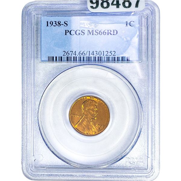 1938-S Wheat Cent PCGS MS66 RD