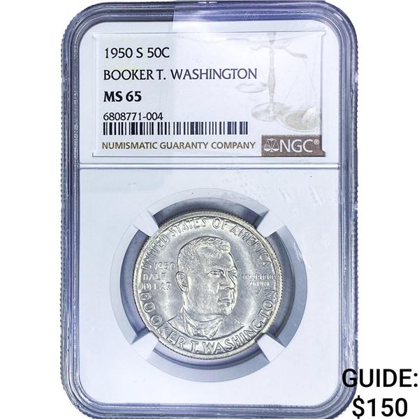 1950 Booker T Half Dollar NGC MS65