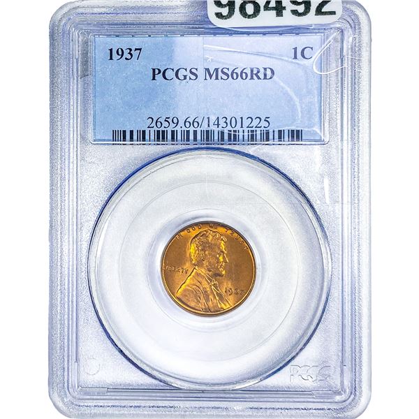 1937 Wheat Cent PCGS MS66 RD