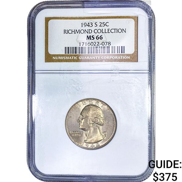 1943-S Washington Silver Quarter NGC MS66