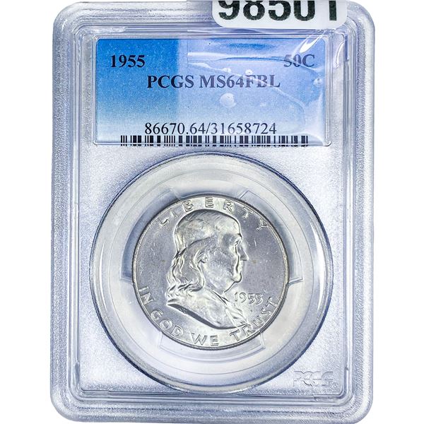 1955 Franklin Half Dollar PCGS MS64 FBL