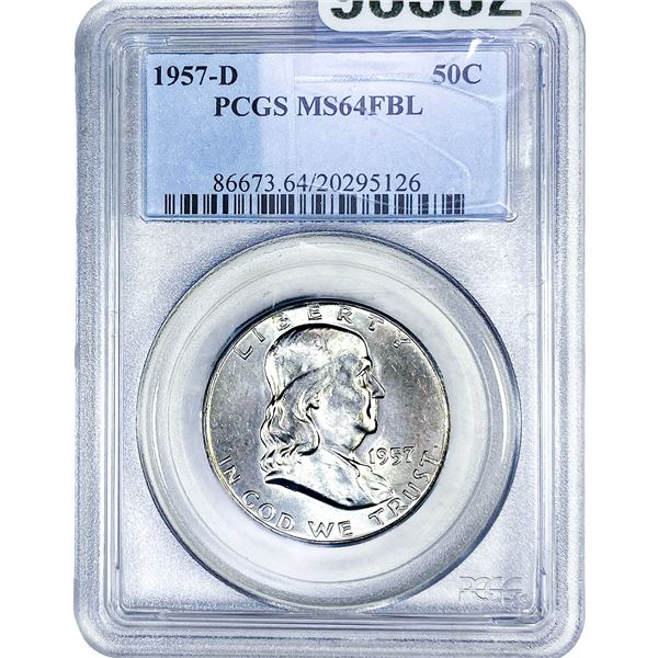 1957-D Franklin Half Dollar PCGS MS64 FBL