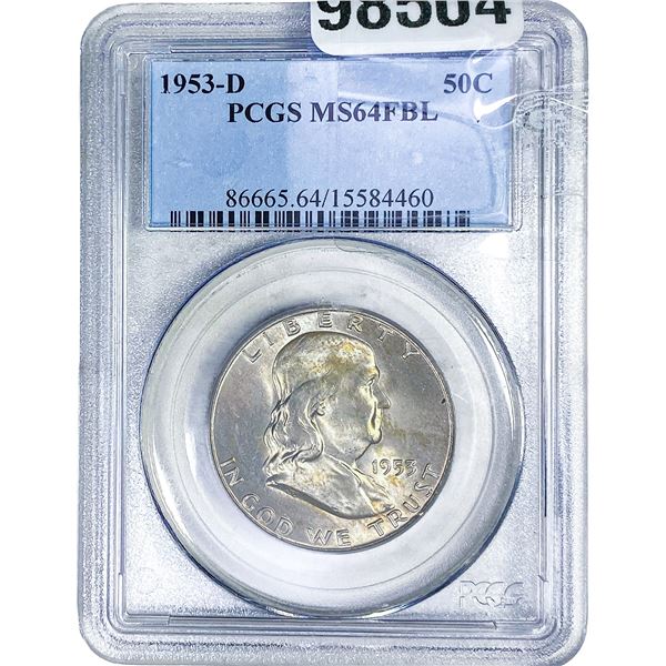 1953-D Franklin Half Dollar PCGS MS64 FBL
