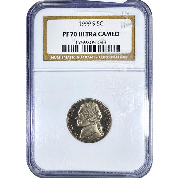 1999-S Jefferson Nickel NGC PF70 Ultra Cameo