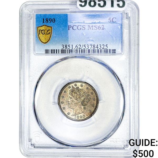 1890 Liberty Victory Nickel PCGS MS62