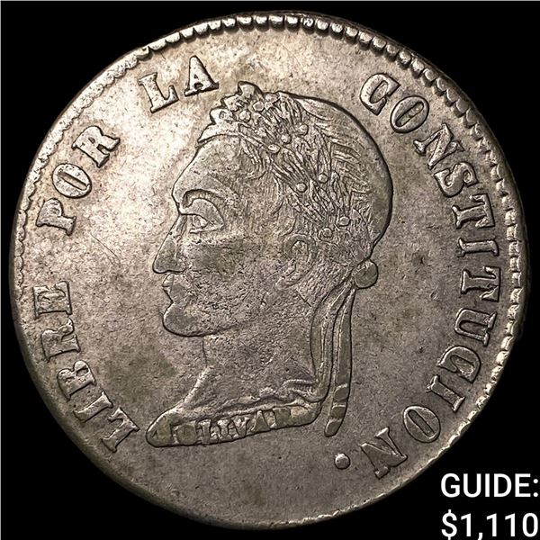 1856 Paz-P Bolivia Silver 4 Soles KM-130