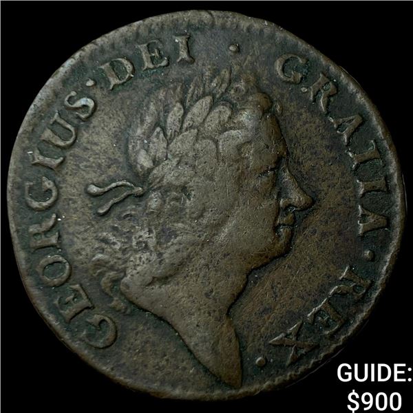 1724 Ireland Rep. Copper Woods Hibernia 1/2 Penny