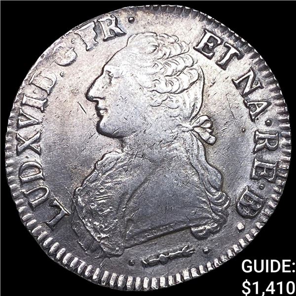 1783P France Silver 1 Ecu KM 572