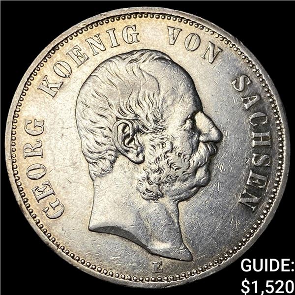 1904E Germany-Saxony Silver 5 Mark KM 1258