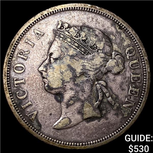 1891 Straits Settlements Victoria Silver 50 Cents