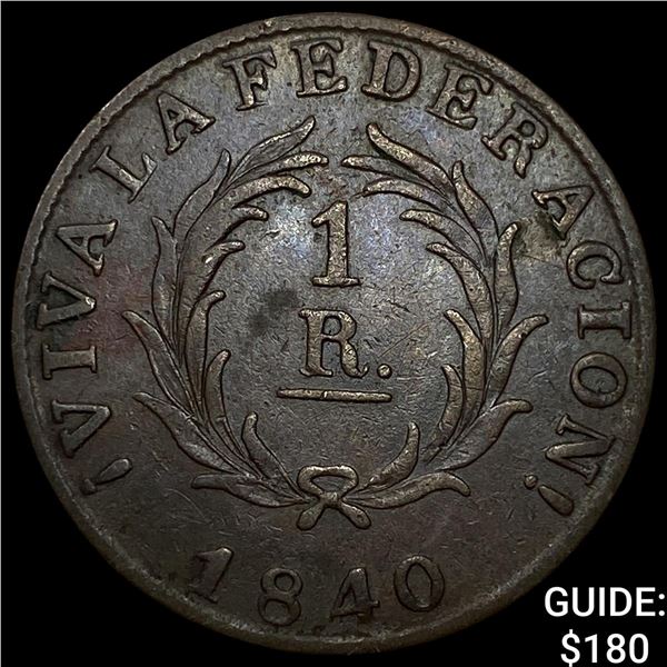 1840 Argentina Buenos Aires Bronze 1 Real