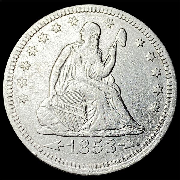 1853 Arrows/Rays Seated Liberty Silver  Quarter CHOICE AU
