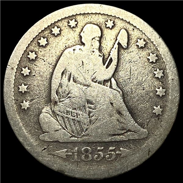 1855-S Silver Seated Liberty Quarter NICELY  CIRCULATED