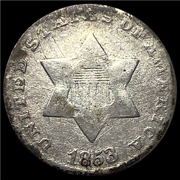 1853 Silver Three-Cent Piece LIGHTLY  CIRCULATED